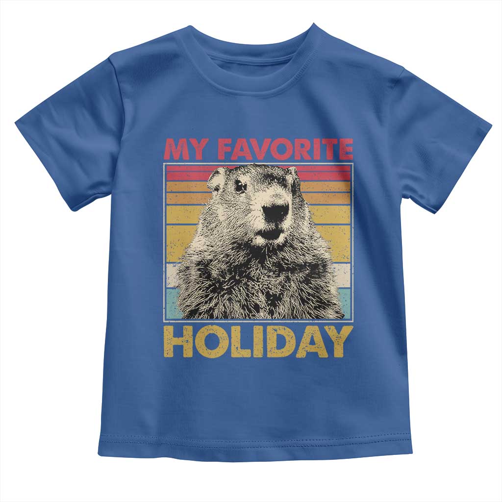 Groundhog Day Toddler T Shirt Retro My Favorite Holiday Retro Woodchuck TS10 Royal Blue Print Your Wear