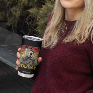 Groundhog Day Tumbler Cup Retro My Favorite Holiday Retro Woodchuck TS10 Print Your Wear