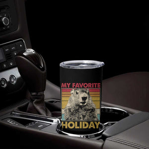 Groundhog Day Tumbler Cup Retro My Favorite Holiday Retro Woodchuck TS10 Print Your Wear
