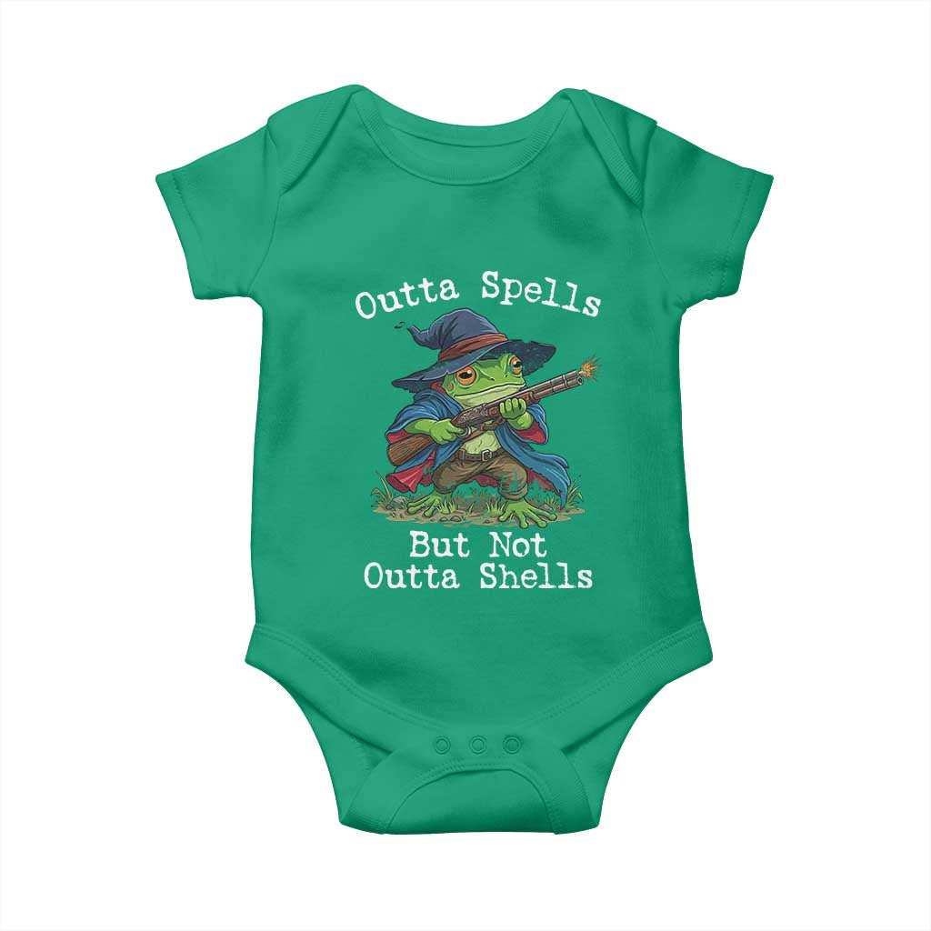 Wizard Frog Meme Baby Onesie Outta Spells But Not Outta Shells TS10 Irish Green Print Your Wear