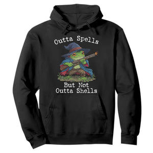 Wizard Frog Meme Hoodie Outta Spells But Not Outta Shells TS10 Black Print Your Wear