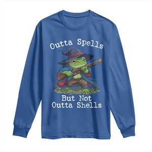 Wizard Frog Meme Long Sleeve Shirt Outta Spells But Not Outta Shells TS10 Royal Blue Print Your Wear