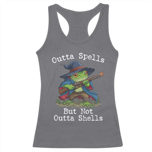 Wizard Frog Meme Racerback Tank Top Outta Spells But Not Outta Shells TS10 Charcoal Print Your Wear