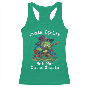 Wizard Frog Meme Racerback Tank Top Outta Spells But Not Outta Shells TS10 Irish Green Print Your Wear
