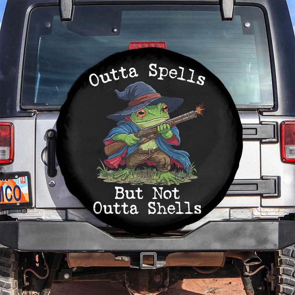 Wizard Frog Meme Spare Tire Cover Outta Spells But Not Outta Shells TS10 No hole Black Print Your Wear