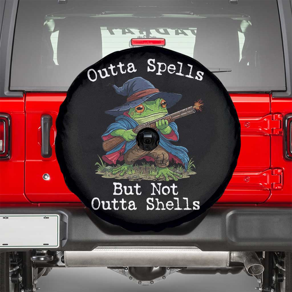 Wizard Frog Meme Spare Tire Cover Outta Spells But Not Outta Shells TS10 Black Print Your Wear