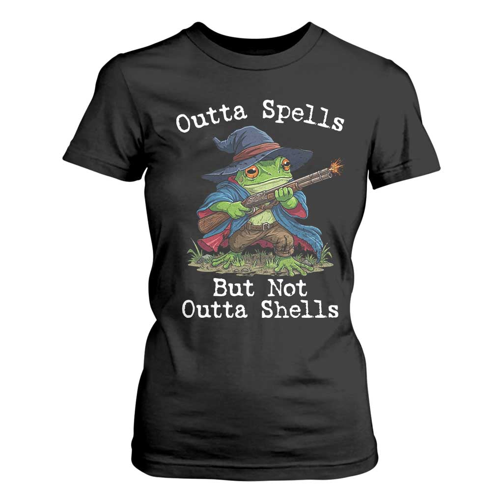 Wizard Frog Meme T Shirt For Women Outta Spells But Not Outta Shells TS10 Black Print Your Wear