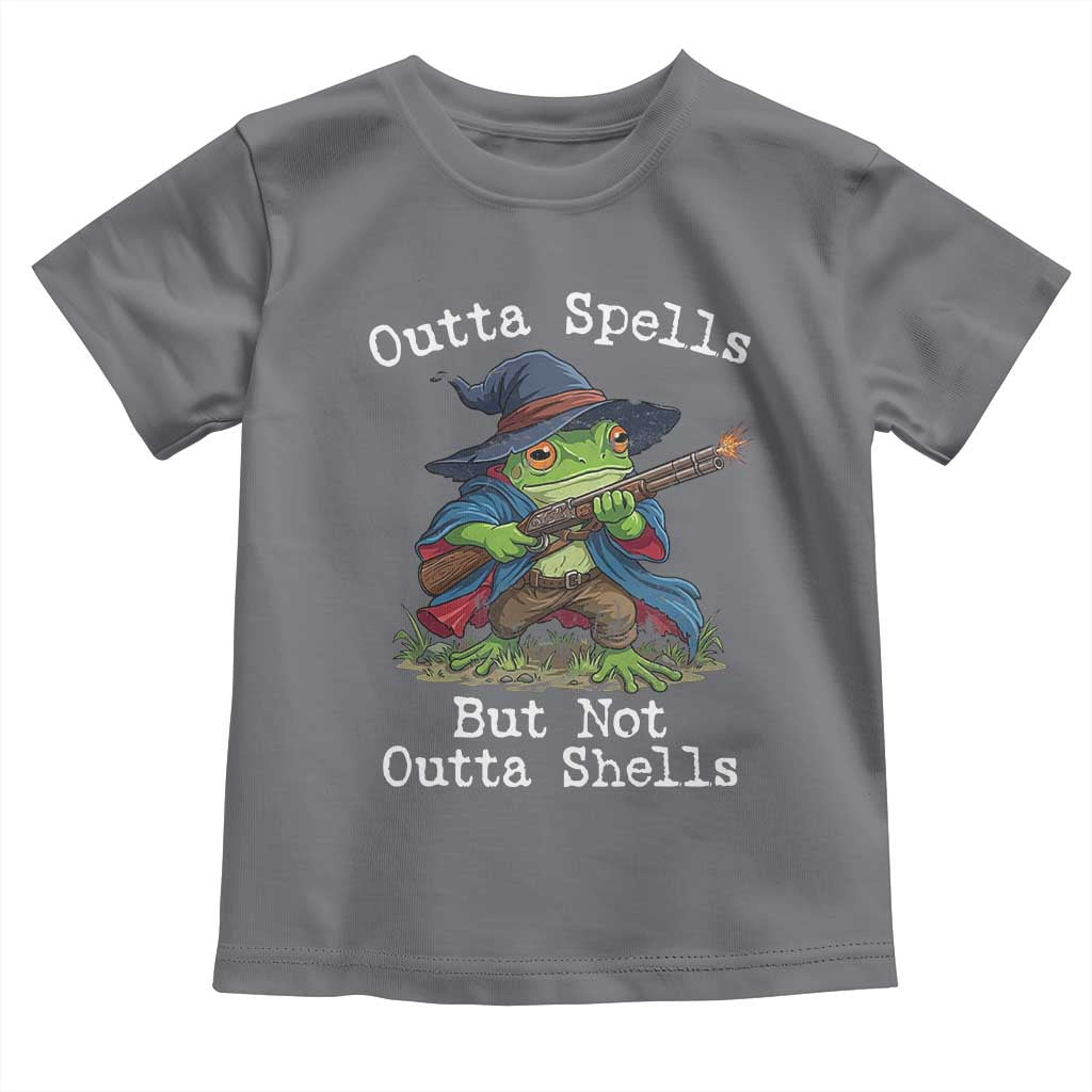 Wizard Frog Meme Toddler T Shirt Outta Spells But Not Outta Shells TS10 Charcoal Print Your Wear