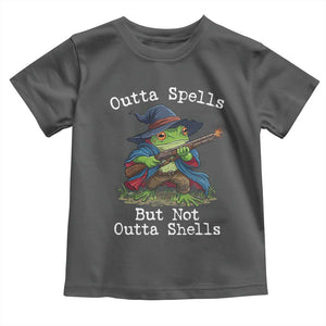 Wizard Frog Meme Toddler T Shirt Outta Spells But Not Outta Shells TS10 Dark Heather Print Your Wear