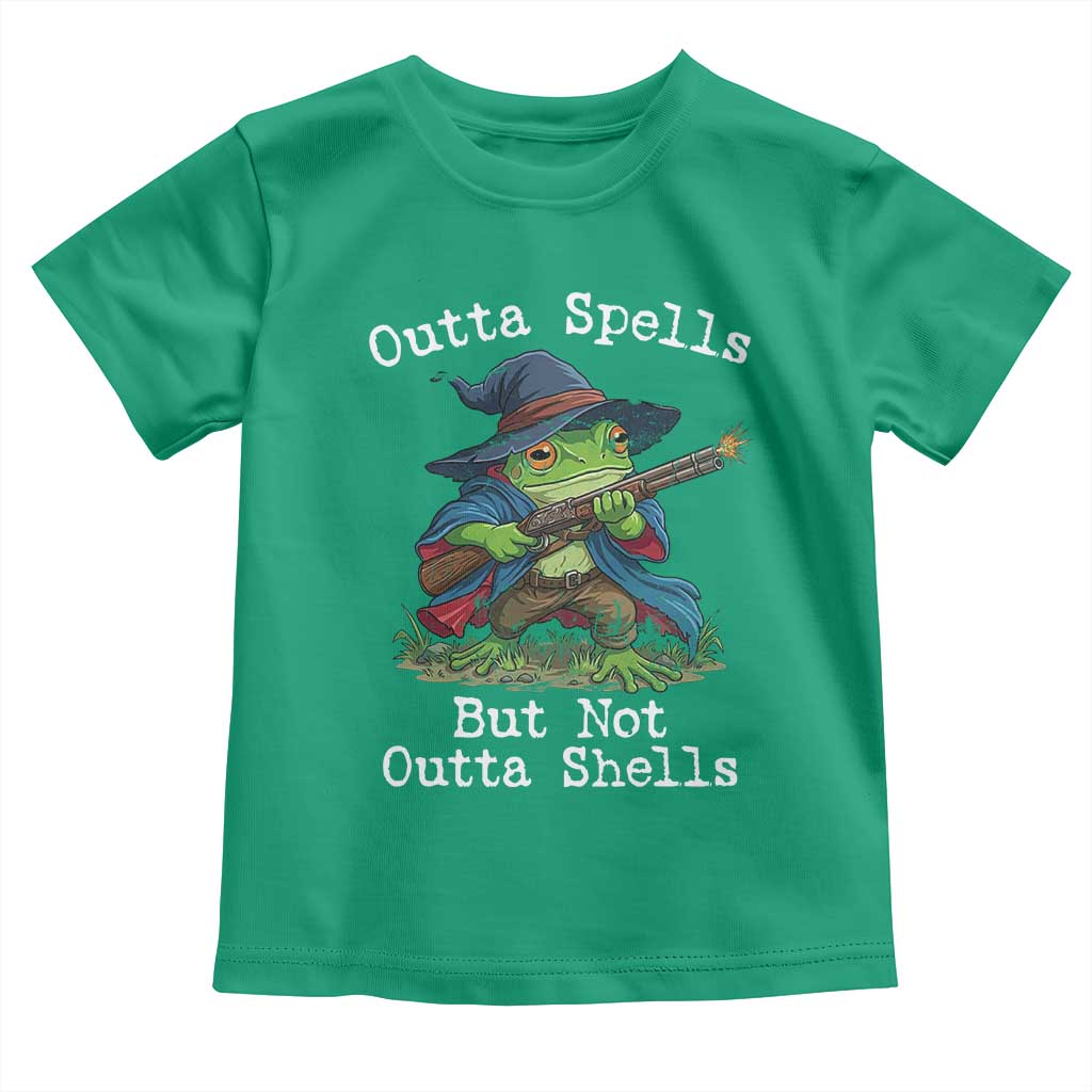 Wizard Frog Meme Toddler T Shirt Outta Spells But Not Outta Shells TS10 Irish Green Print Your Wear