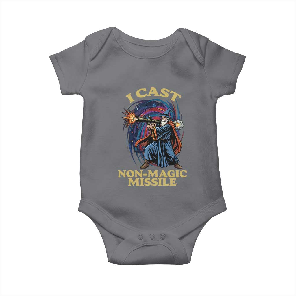 I Cast Non-Magic Missile Funny Wizard Parody Meme Baby Onesie TS10 Charcoal Print Your Wear