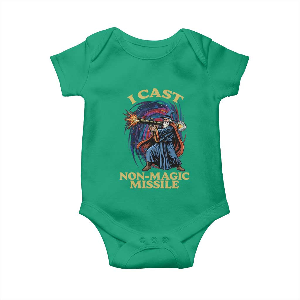 I Cast Non-Magic Missile Funny Wizard Parody Meme Baby Onesie TS10 Irish Green Print Your Wear