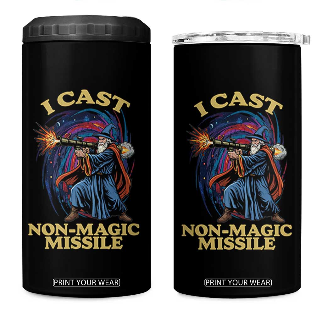 I Cast Non-Magic Missile Funny Wizard Parody Meme 4 in 1 Can Cooler Tumbler TS10 One Size: 16 oz Black Print Your Wear