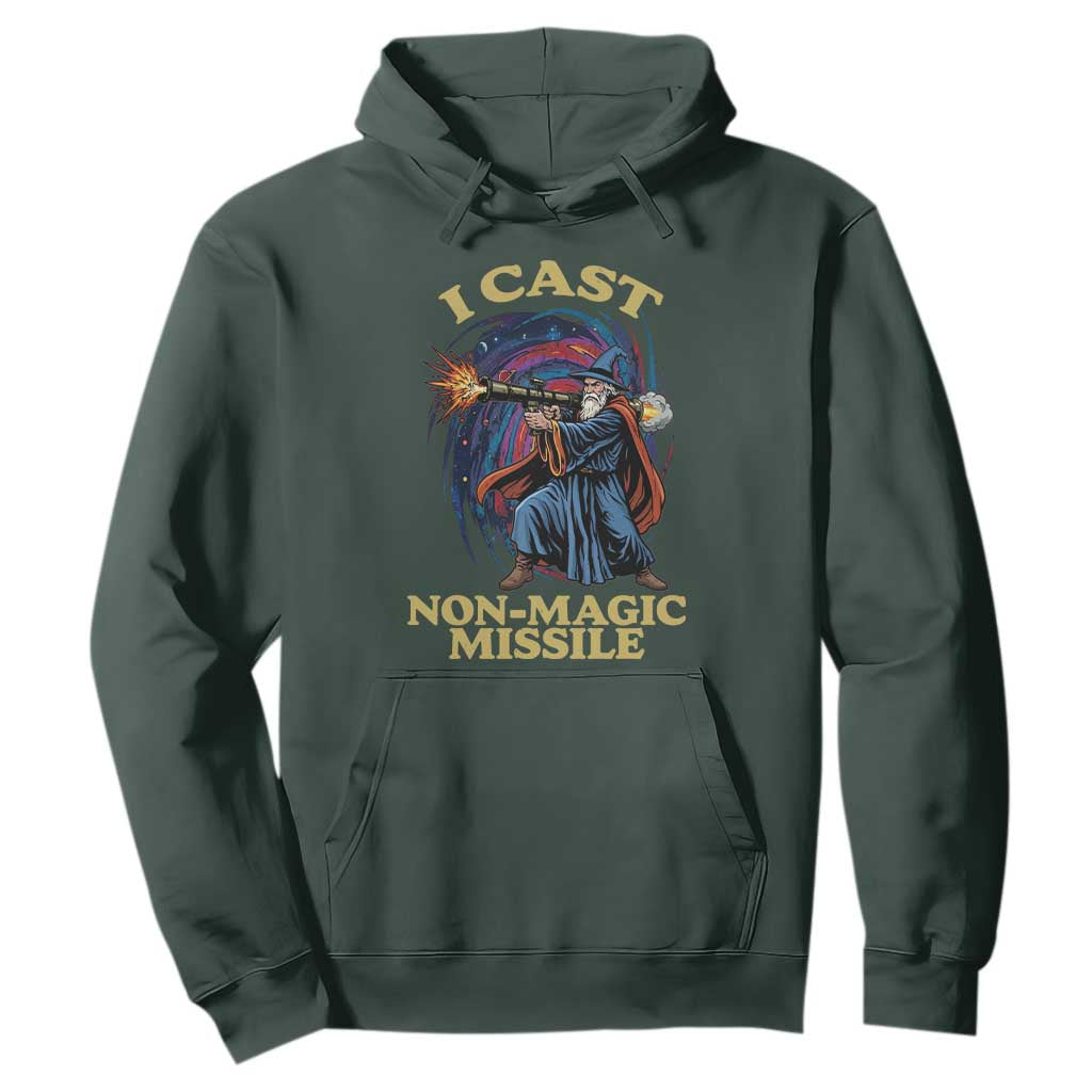 I Cast Non-Magic Missile Funny Wizard Parody Meme Hoodie TS10 Dark Forest Green Print Your Wear