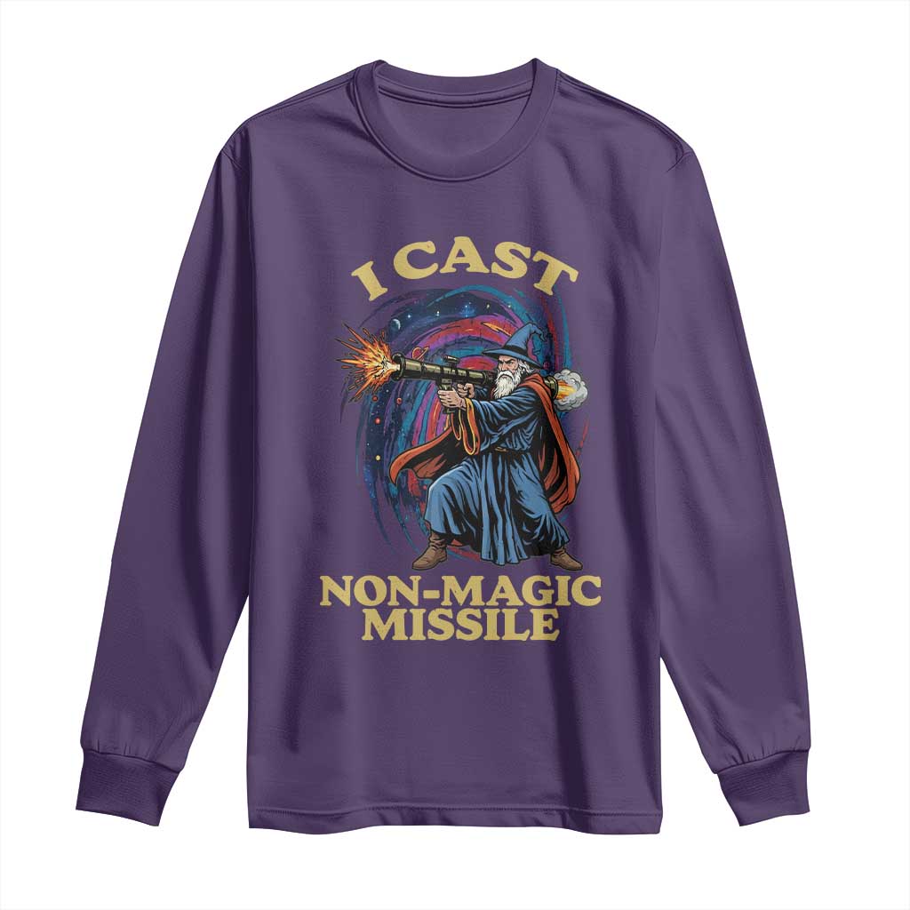 I Cast Non-Magic Missile Funny Wizard Parody Meme Long Sleeve Shirt TS10 Purple Print Your Wear