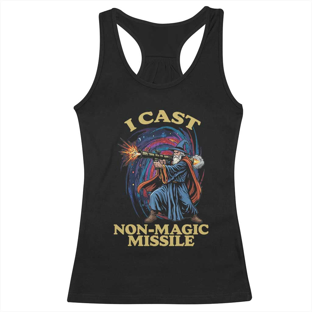 I Cast Non-Magic Missile Funny Wizard Parody Meme Racerback Tank Top TS10 Black Print Your Wear
