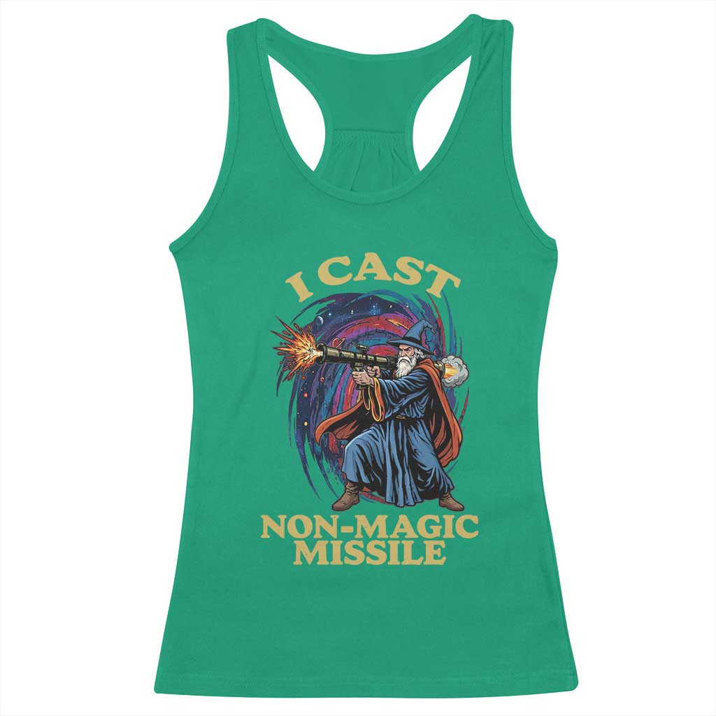 I Cast Non-Magic Missile Funny Wizard Parody Meme Racerback Tank Top TS10 Irish Green Print Your Wear