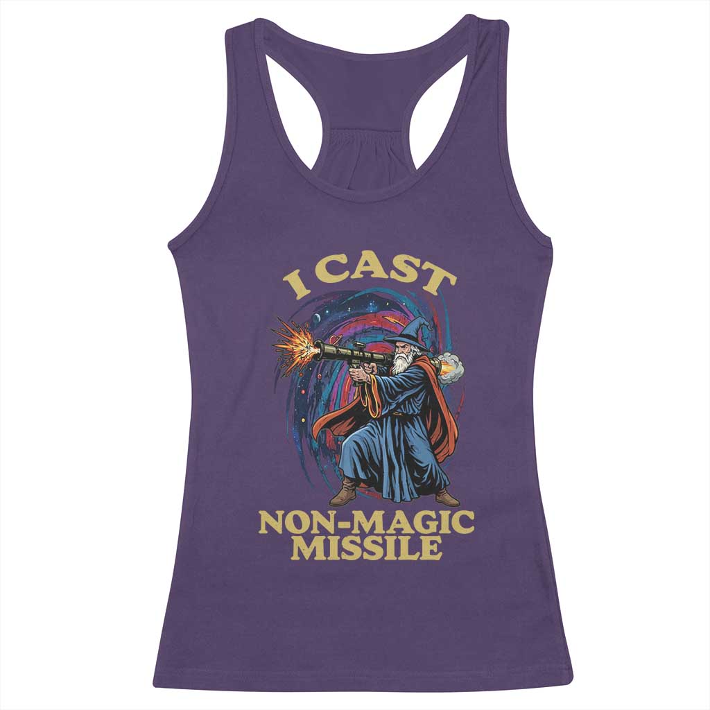 I Cast Non-Magic Missile Funny Wizard Parody Meme Racerback Tank Top TS10 Purple Print Your Wear