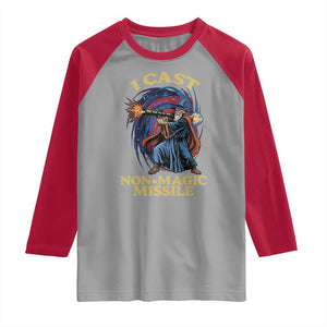 I Cast Non-Magic Missile Funny Wizard Parody Meme Raglan Shirt TS10 Sport Gray Red Print Your Wear