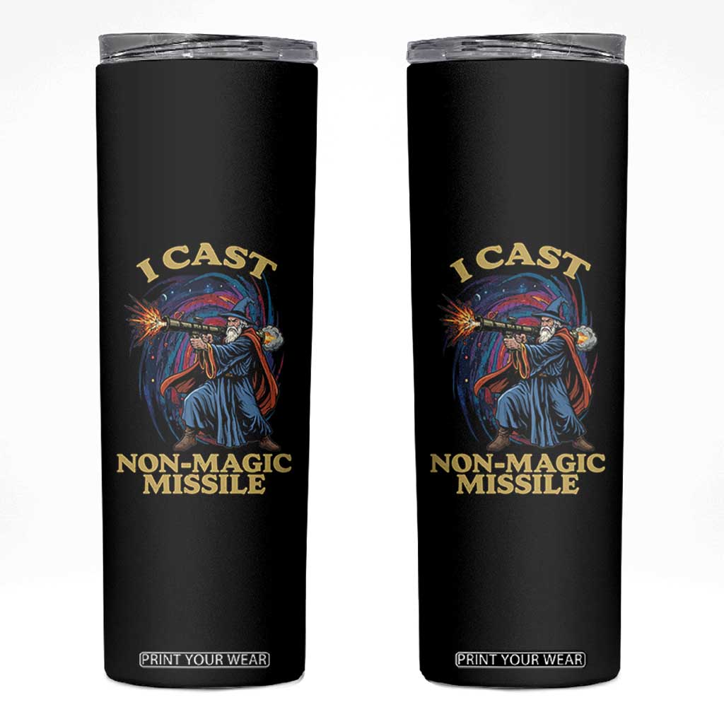 I Cast Non-Magic Missile Funny Wizard Parody Meme Skinny Tumbler TS10 Black Print Your Wear