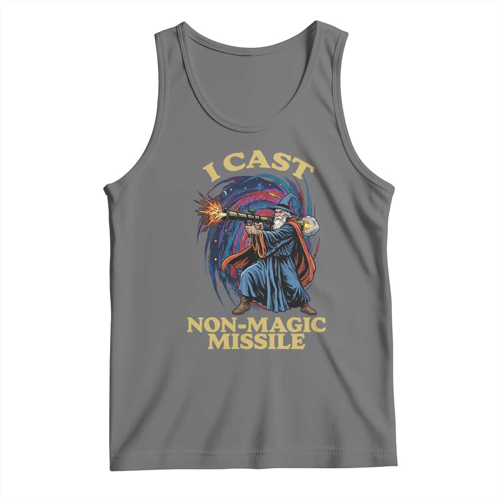 I Cast Non-Magic Missile Funny Wizard Parody Meme Tank Top TS10 Black Heather Print Your Wear