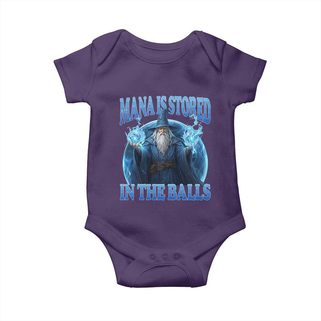 Funny Wizard Baby Onesie Mana is Stored in The Balls Magician Sorcerer Witcher TS10 Purple Print Your Wear