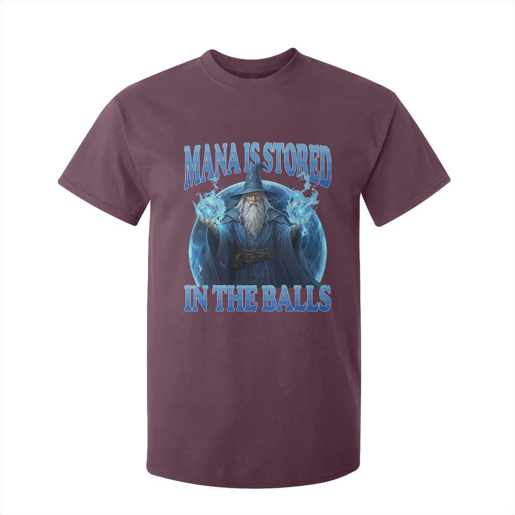 Funny Wizard T Shirt For Kid Mana is Stored in The Balls Magician Sorcerer Witcher TS10 Maroon Print Your Wear