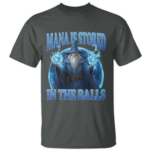 Funny Wizard T Shirt Mana is Stored in The Balls Magician Sorcerer Witcher TS10 Dark Heather Print Your Wear