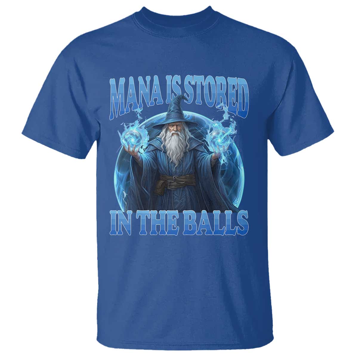 Funny Wizard T Shirt Mana is Stored in The Balls Magician Sorcerer Witcher TS10 Royal Blue Print Your Wear