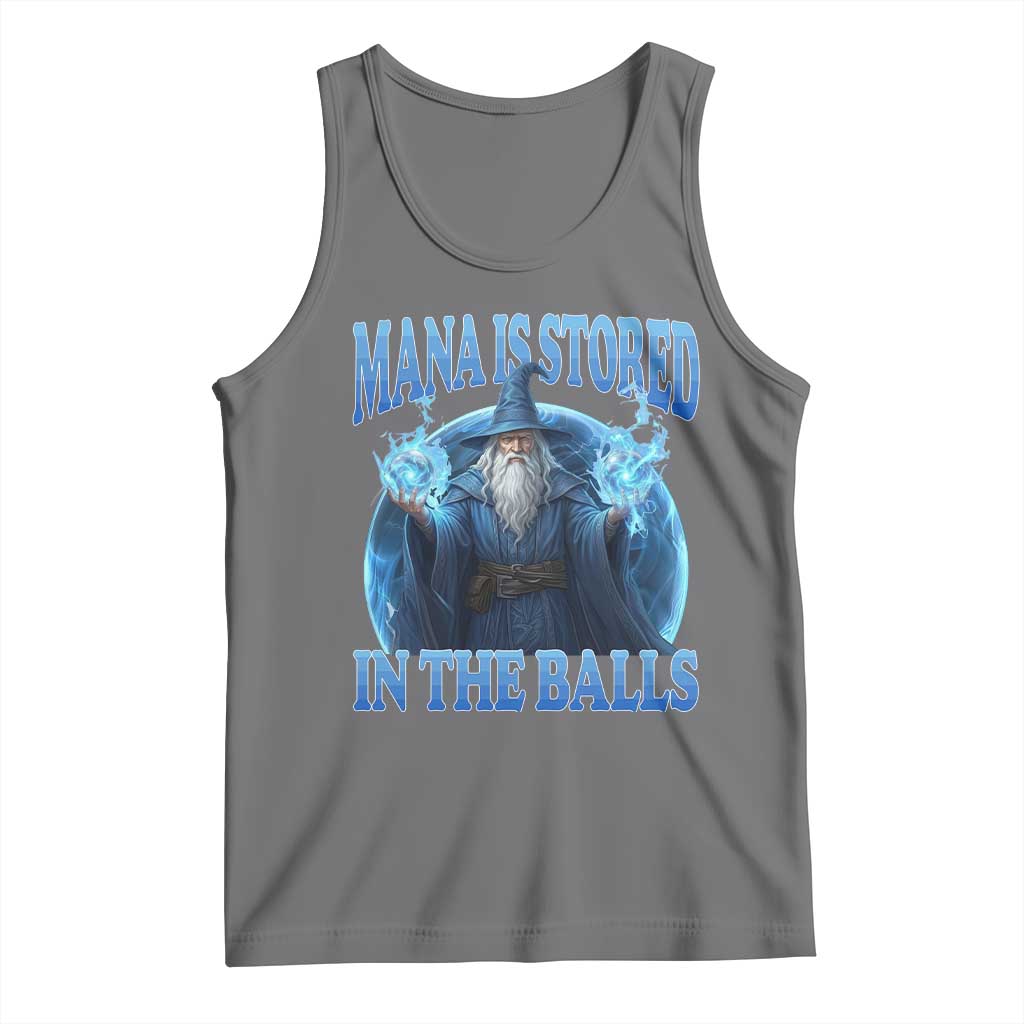 Funny Wizard Tank Top Mana is Stored in The Balls Magician Sorcerer Witcher TS10 Black Heather Print Your Wear