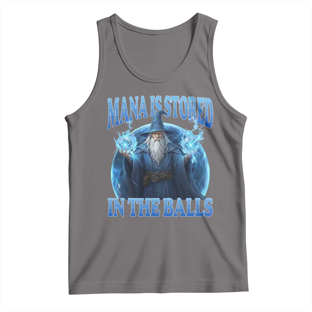 Funny Wizard Tank Top Mana is Stored in The Balls Magician Sorcerer Witcher TS10 Deep Heather Print Your Wear