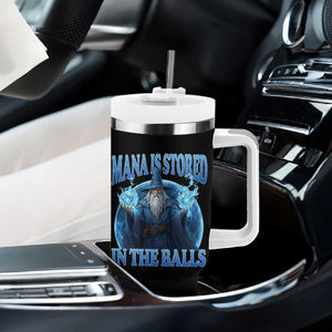 Funny Wizard Tumbler With Handle Mana is Stored in The Balls Magician Sorcerer Witcher TS10 Print Your Wear