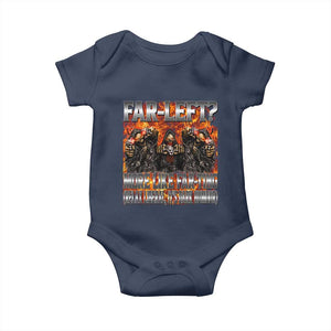 Funny Hard Skeleton Meme Bootleg Baby Onesie Far Left? More Like Farting TS10 Navy Print Your Wear