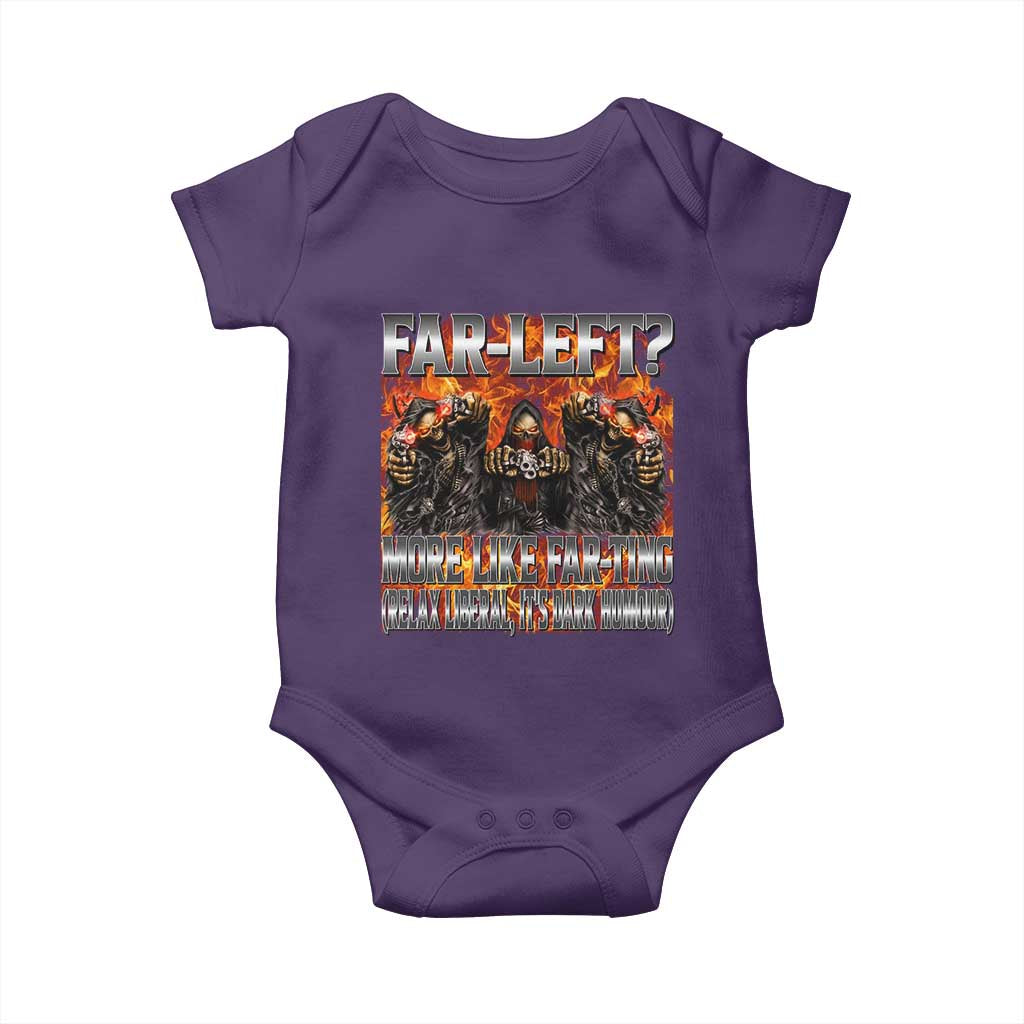 Funny Hard Skeleton Meme Bootleg Baby Onesie Far Left? More Like Farting TS10 Purple Print Your Wear
