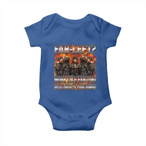 Funny Hard Skeleton Meme Bootleg Baby Onesie Far Left? More Like Farting TS10 Royal Blue Print Your Wear