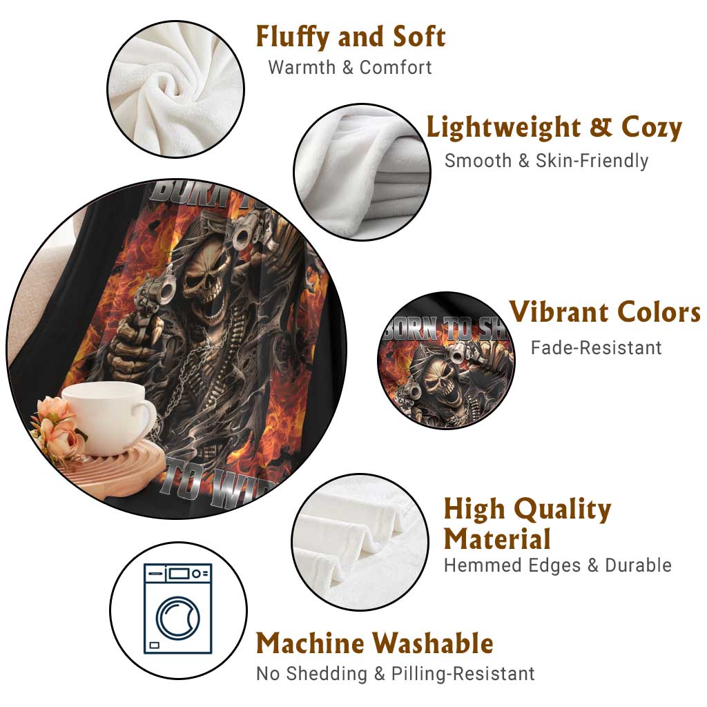Funny Evil Skeleton Meme Throw Blanket Born to Shit Forced to Wipe TS10 Print Your Wear