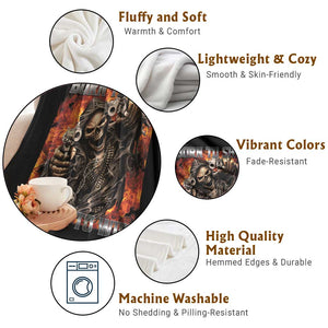 Funny Evil Skeleton Meme Throw Blanket Born to Shit Forced to Wipe TS10 Print Your Wear