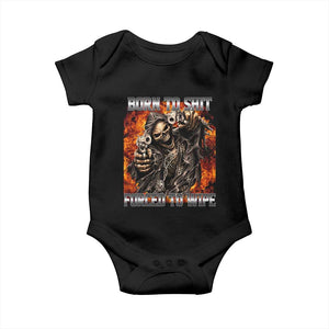 Funny Evil Skeleton Meme Baby Onesie Born to Shit Forced to Wipe TS10 Black Print Your Wear