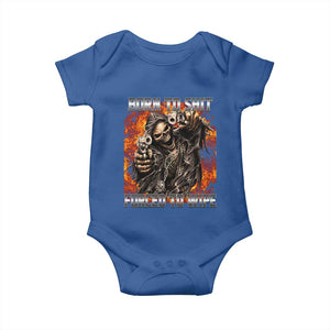Funny Evil Skeleton Meme Baby Onesie Born to Shit Forced to Wipe TS10 Royal Blue Print Your Wear