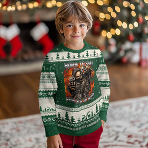 Funny Evil Skeleton Meme Ugly Christmas Sweater Born to Shit Forced to Wipe TS10 Forest Green Beige Print Your Wear