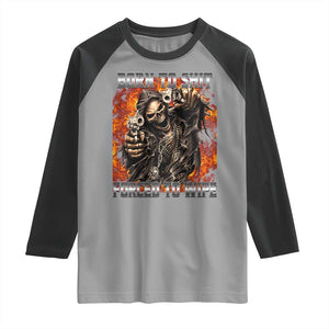 Funny Evil Skeleton Meme Raglan Shirt Born to Shit Forced to Wipe TS10 Sport Gray Black Print Your Wear
