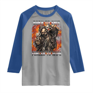 Funny Evil Skeleton Meme Raglan Shirt Born to Shit Forced to Wipe TS10 Sport Gray Royal Print Your Wear