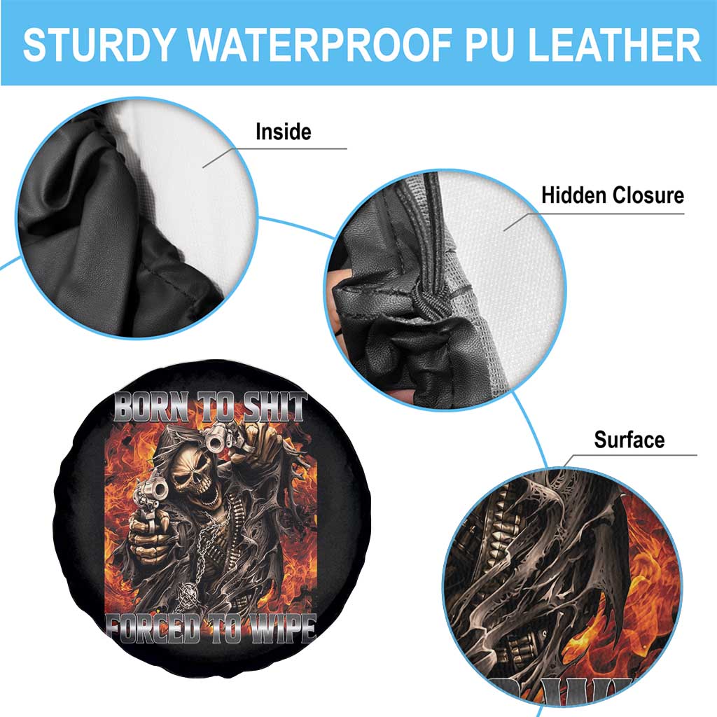Funny Evil Skeleton Meme Spare Tire Cover Born to Shit Forced to Wipe TS10 Print Your Wear