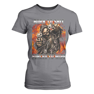 Funny Evil Skeleton Meme T Shirt For Women Born to Shit Forced to Wipe TS10 Charcoal Print Your Wear