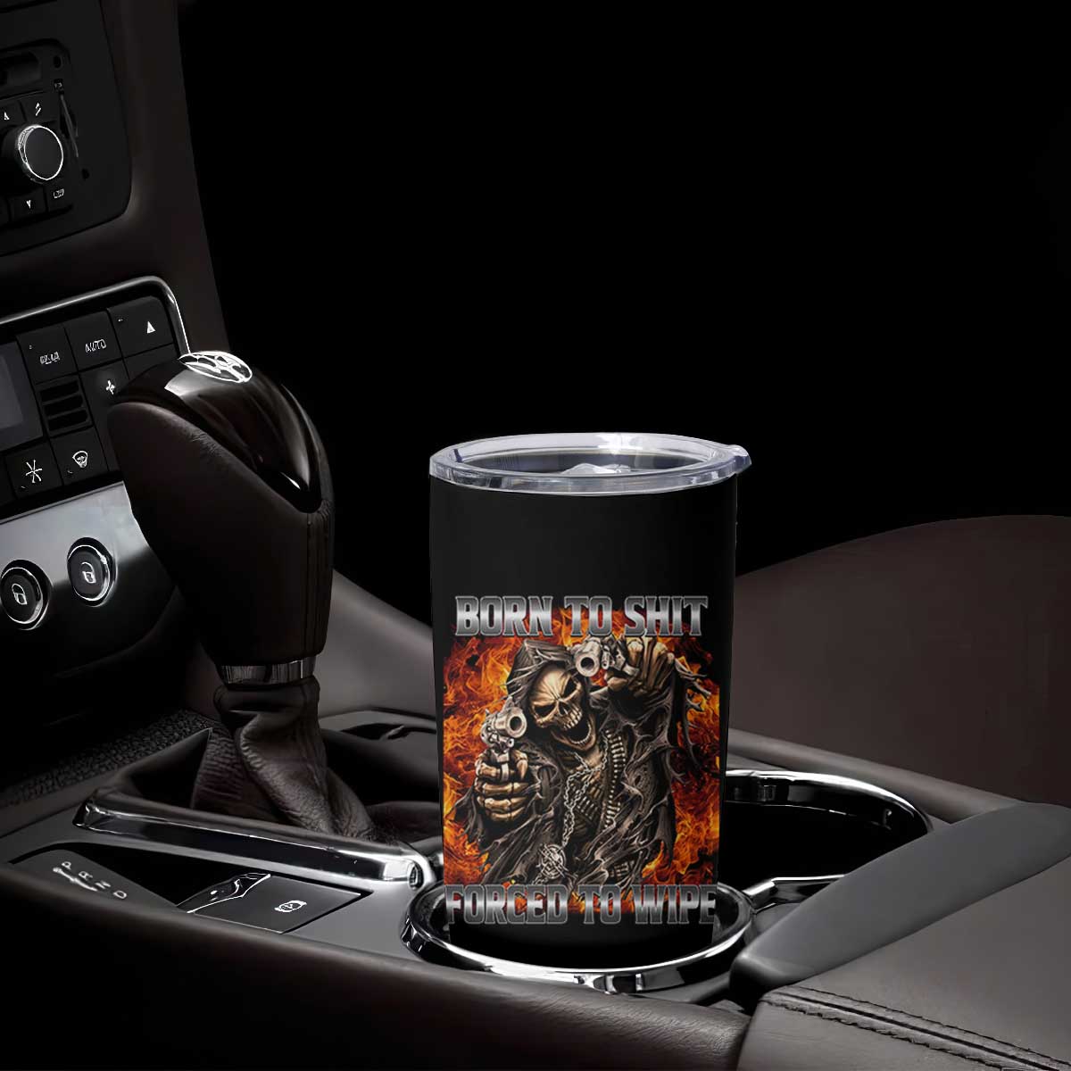 Funny Evil Skeleton Meme Tumbler Cup Born to Shit Forced to Wipe TS10 Print Your Wear
