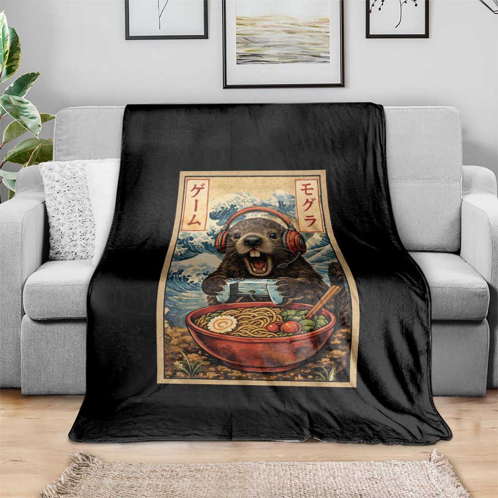 Cute Kawaii Gamer Groundhog Throw Blanket Funny Japanese Ramen Anime Otaku Fan Gift TS10 Print Your Wear