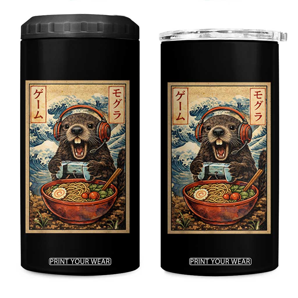 Cute Kawaii Gamer Groundhog 4 in 1 Can Cooler Tumbler Funny Japanese Ramen Anime Otaku Fan Gift TS10 One Size: 16 oz Black Print Your Wear
