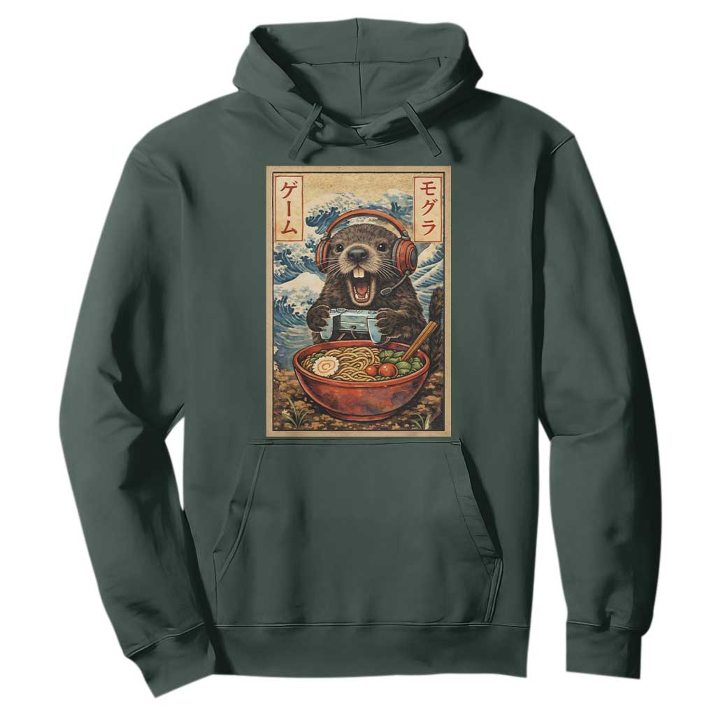 Cute Kawaii Gamer Groundhog Hoodie Funny Japanese Ramen Anime Otaku Fan Gift TS10 Dark Forest Green Print Your Wear