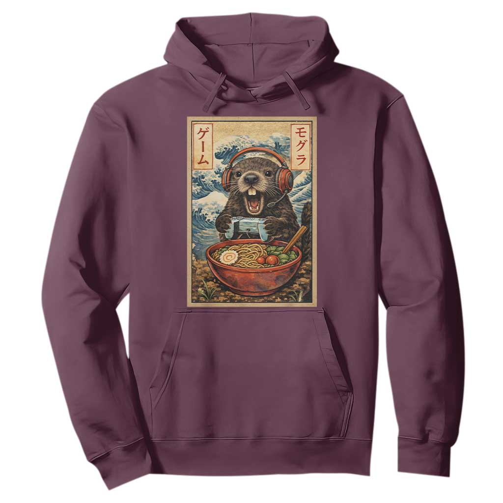 Cute Kawaii Gamer Groundhog Hoodie Funny Japanese Ramen Anime Otaku Fan Gift TS10 Maroon Print Your Wear