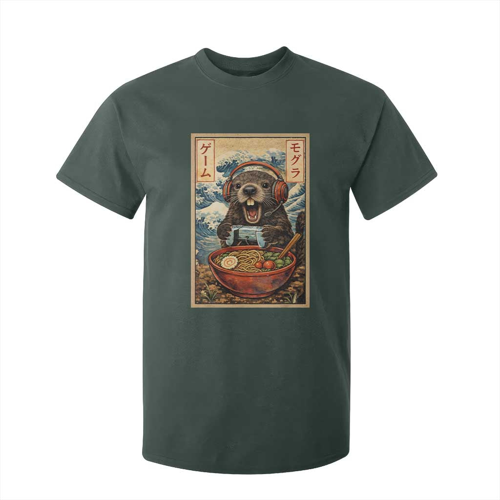 Cute Kawaii Gamer Groundhog T Shirt For Kid Funny Japanese Ramen Anime Otaku Fan Gift TS10 Dark Forest Green Print Your Wear